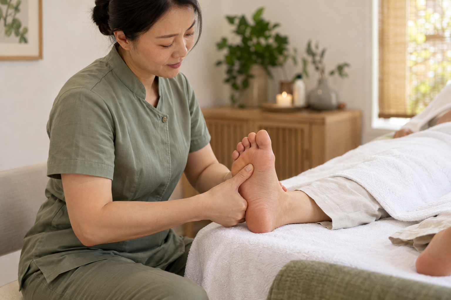 Massage von Fuß und Knöchel – KI-generierte Symbolabbildung